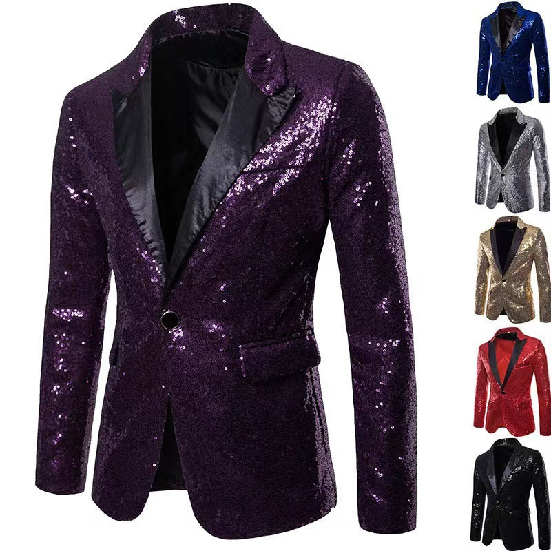 Herren Blazer Glitzer Pailletten Elegant