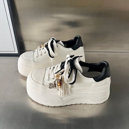 Damen Sneaker Plattform Schuhe Modisch Schnüren