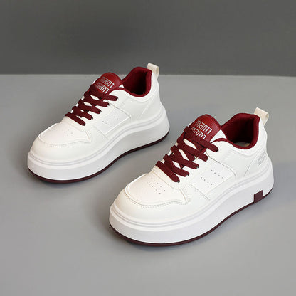 Damen Sneaker Bequem Chunky Atmungsaktiv Weiß
