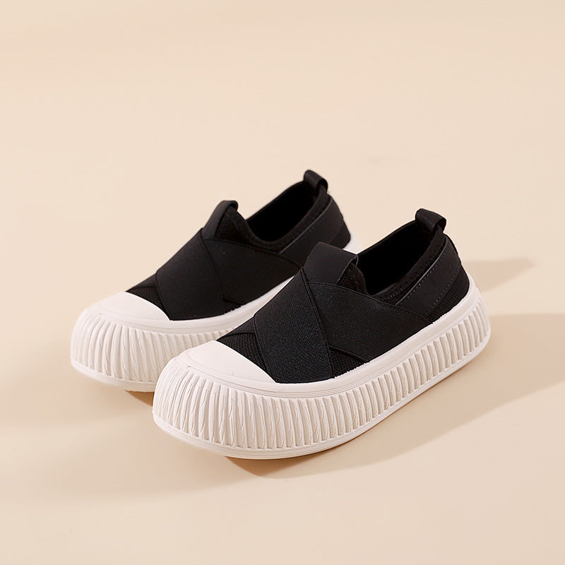 Damen Sneaker Slip-On Elastisch Rutschfest Schwarz Modisch