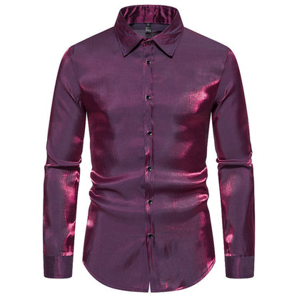 Elegantes Herren Hemd Langarm Glänzend Modern
