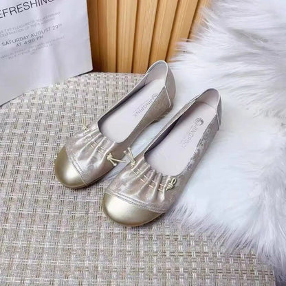 Damen Ballerinas Glänzend Falten-Design Modisch