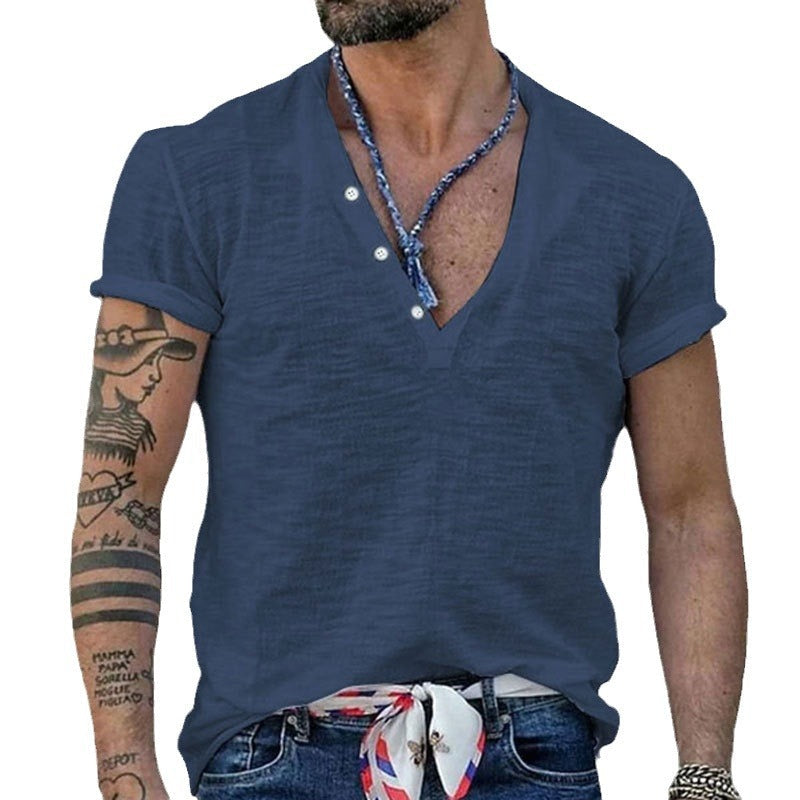 Herren Henley-Shirt Kurzarm atmungsaktiv Modern