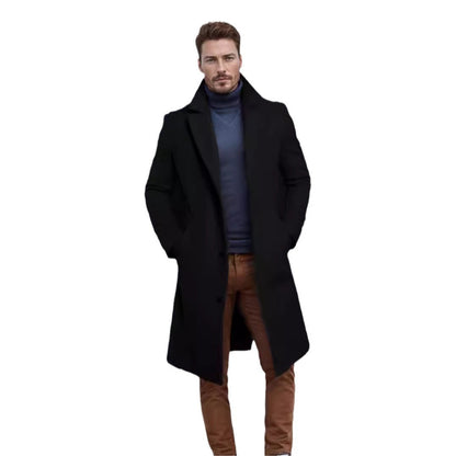 Eleganter Herren Langmantel mit Struktur und Taschen
