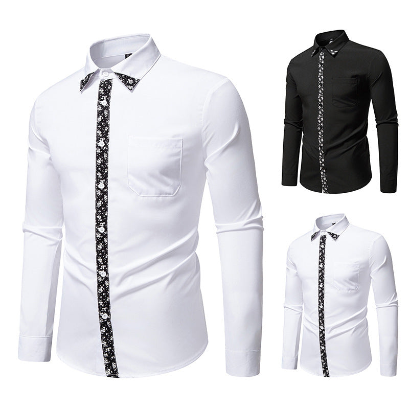 Herren Hemd Elegantes Blumenmuster Modern Knopfleiste