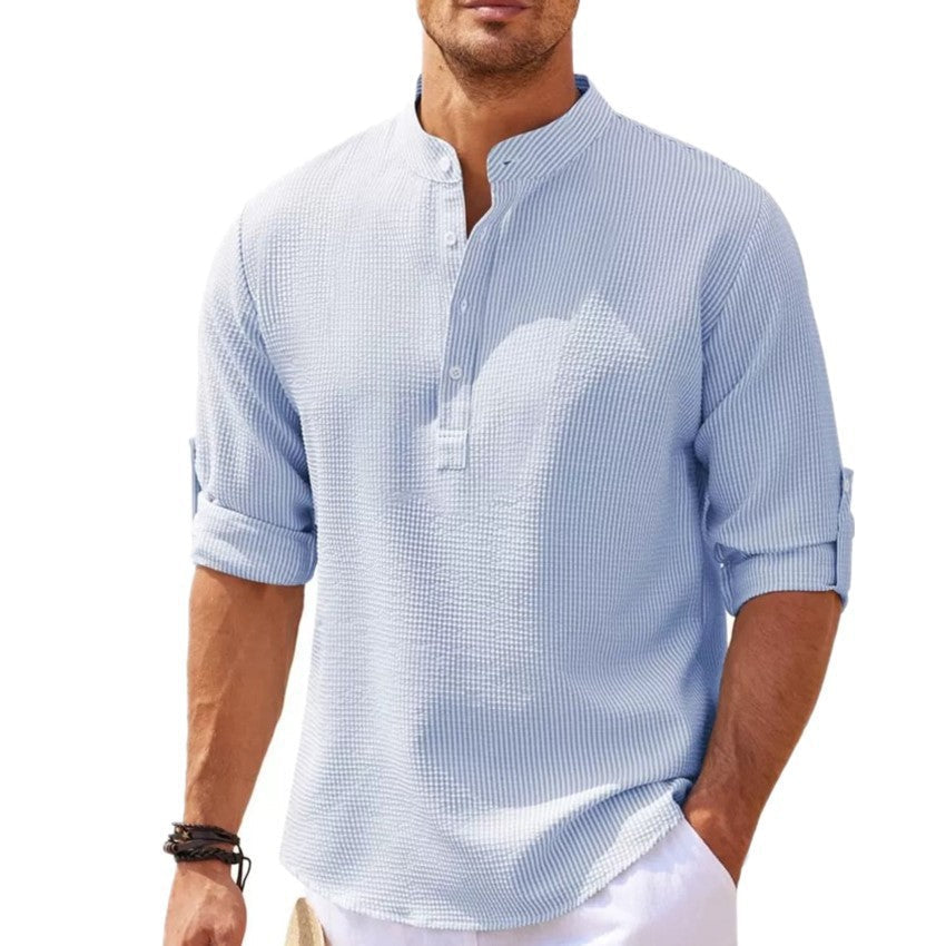 Herren Langarmhemd mit Struktur Modern Lässig Style