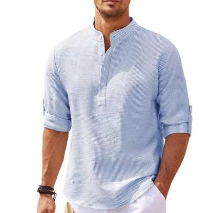 Herren Langarmhemd mit Struktur Modern Lässig Style