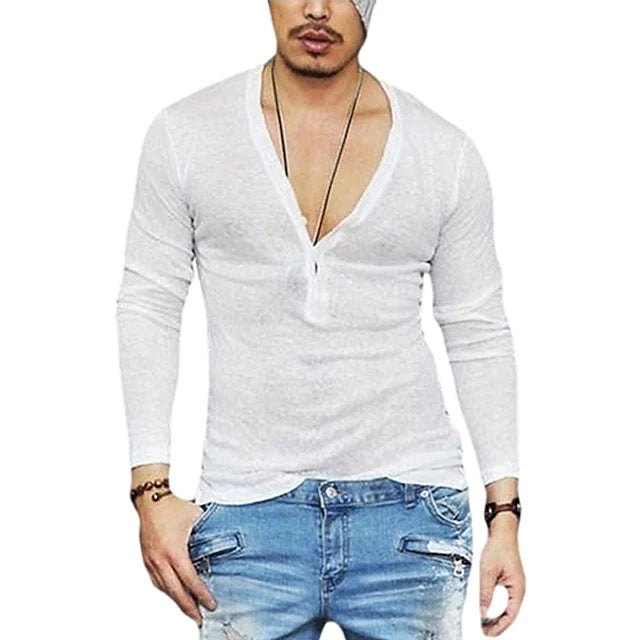 Herren Langarmshirt Modern V-Ausschnitt Berlin Style - BerlinGlamour