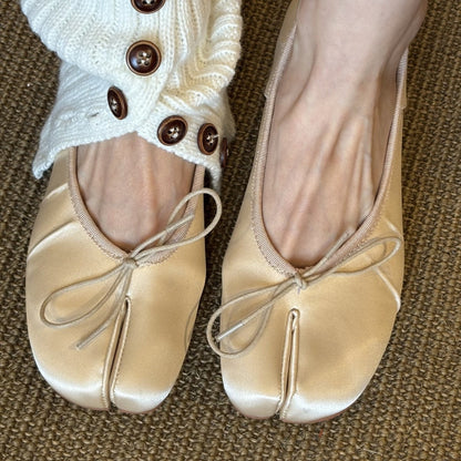 Damen Ballerinas Weich Satin Schuhe Modern