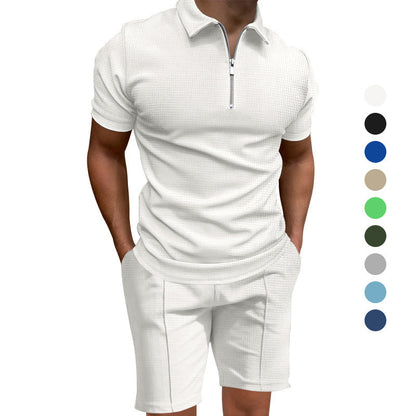 Herren Polo-Shorts-Set Modern mit elastischem Bund und Reißverschluss