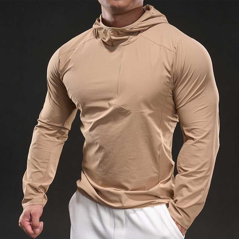 Herren Langarmshirt Atmungsaktiv Kapuze Sportlich