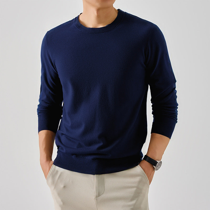Herren Pullover Klassisch Rundhals Feinwolle Elegangt