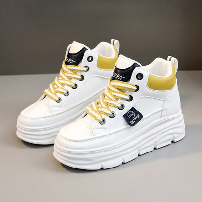 Damen Plateausneaker Stabile Sohle Mit Schnürsenkeln Modisch
