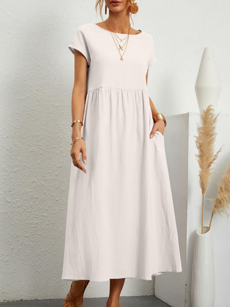 Damen Midikleid Lässig Mit Taschen Sommerkleid