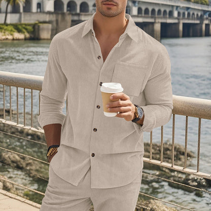 Herren Langarmhemd Streifen Modern Elegant - BerlinGlamour