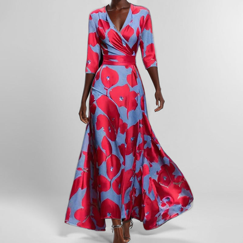 Elegantes Taillenkleid V-Ausschnitt Mit Schößchen