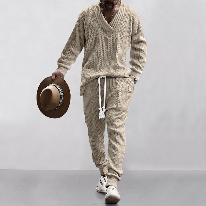 Herren Freizeit Outfit Set Mit Strickmuster Casual