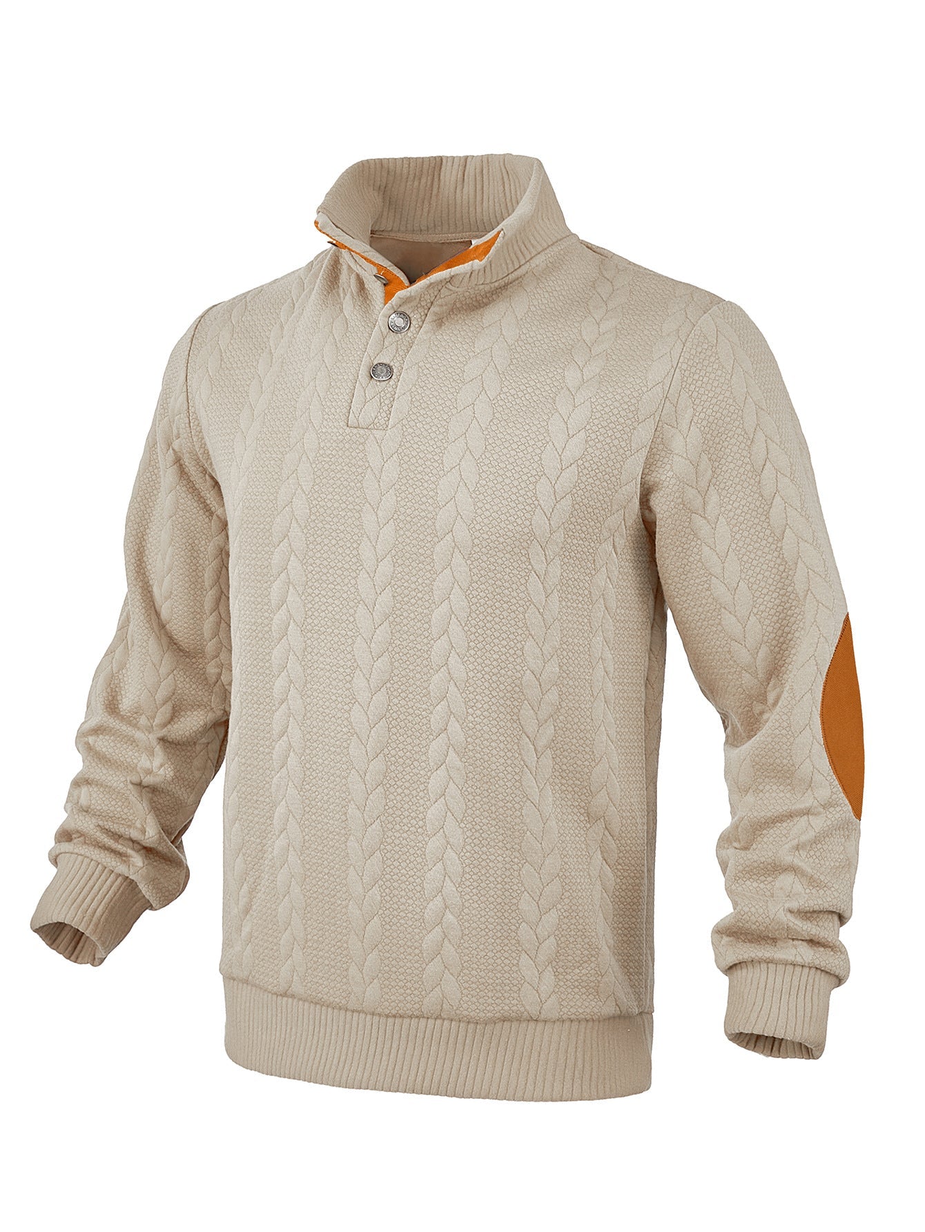 Herren Pullover Strukturiert Leder Akzente Modern