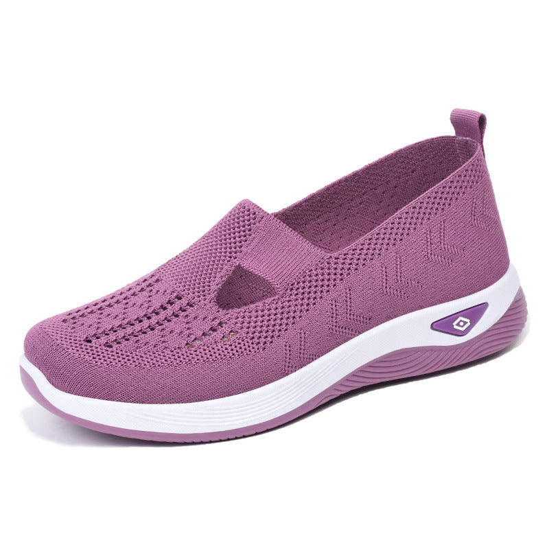 Damen Sneaker Bequem Luftig Strick Optik