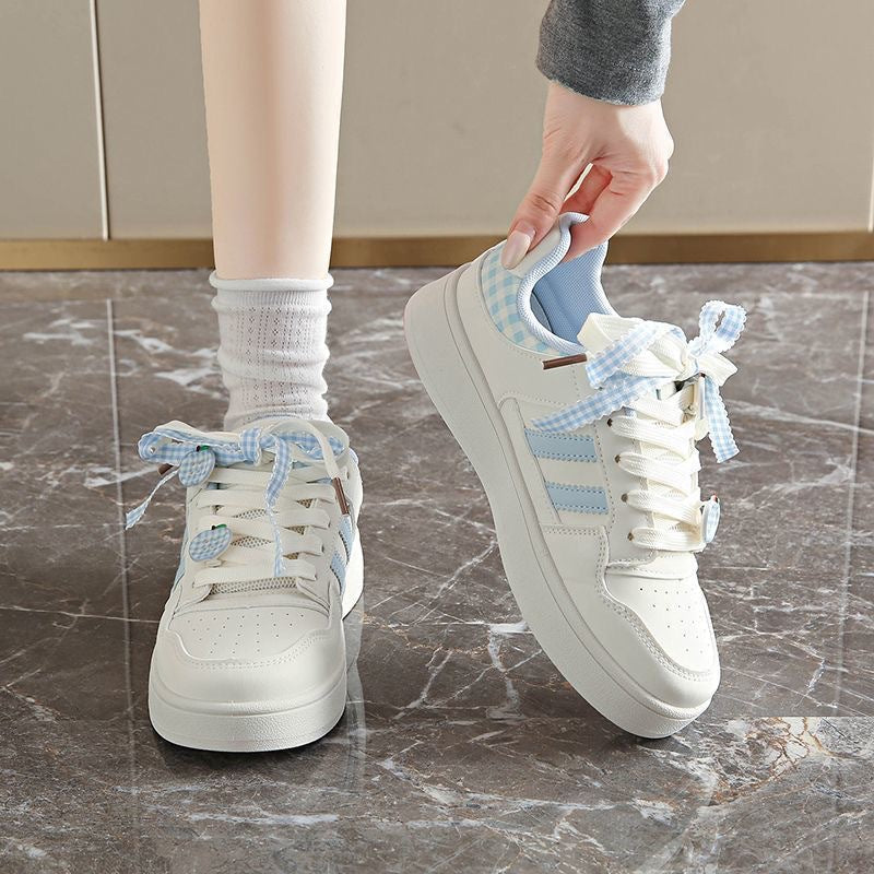 Damen Sneaker kariert atmungsaktiv Komfort Schuhe