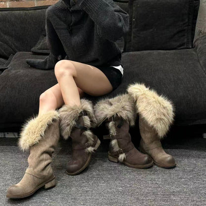 Damen Winterstiefel Warm Fellkragen Kuschelig Schnee