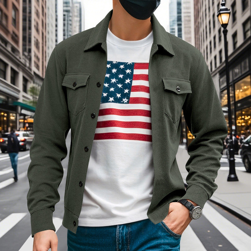 Herren Oberhemdjacke Lässig Modern mit Taschen
