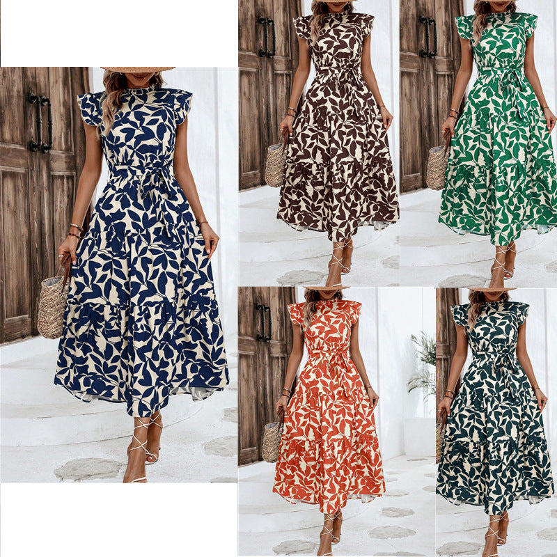 Damen Kleid Midi Lässig mit Rüschen Floral Modern - BerlinGlamour