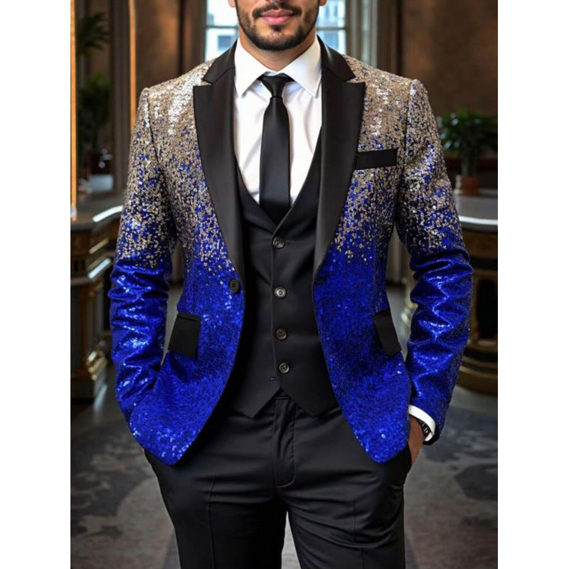 Herren Smoking Blazer Pailletten Glitzernd Elegant