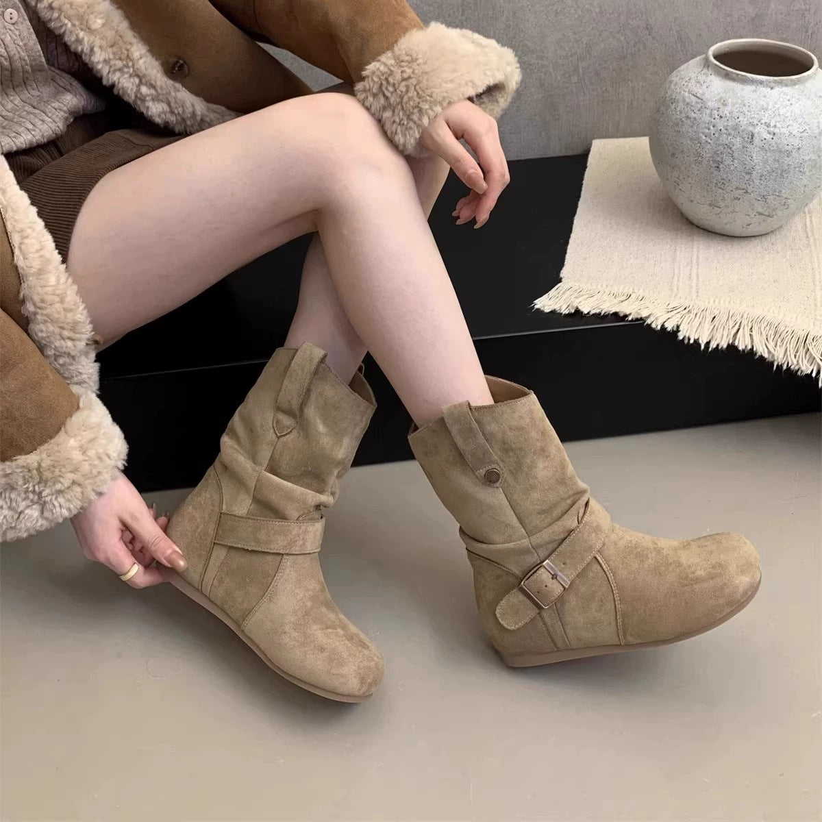 Damen Stiefel Elegante Riemendesign Bequem Schuhe Heidi
