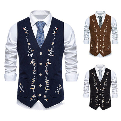 Herren Weste Elegant Floral Stickdesign Modern