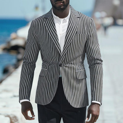 Herren Blazer Streifen Elegant Modern Slim Fit