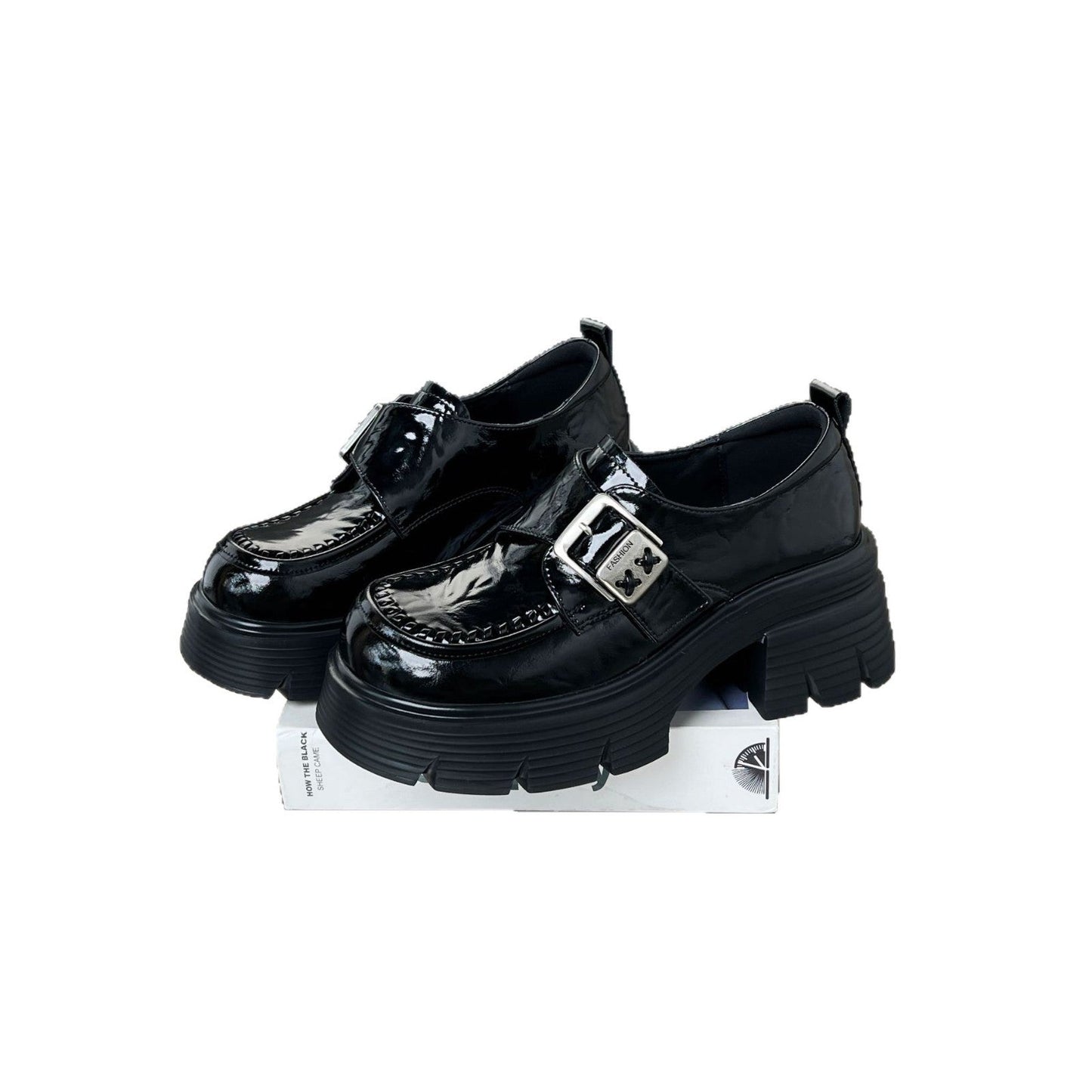 Damen Schnürschuhe Elegant Klobige Sohle Modische Schnallen
