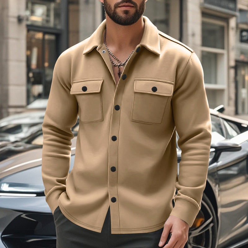 Herren Flanelljacke Lässig mit Brusttaschen und Knopfverschluss
