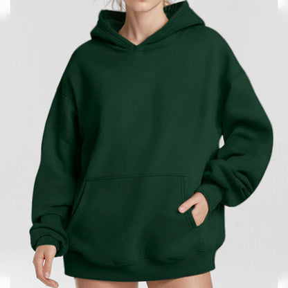 Damen Kapuzenpullover Weich Fleece Lockere Passform