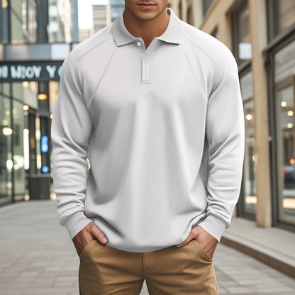 Herren Sportpoloshirt Langarm Modern Strukturdesign Bequem