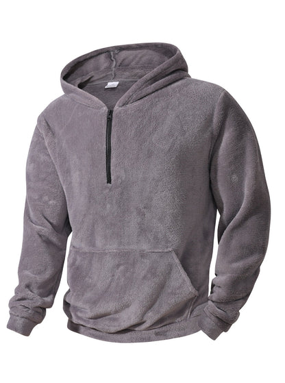 Herren Fleece-Hoodie Halblang Reißverschluss Sportlich