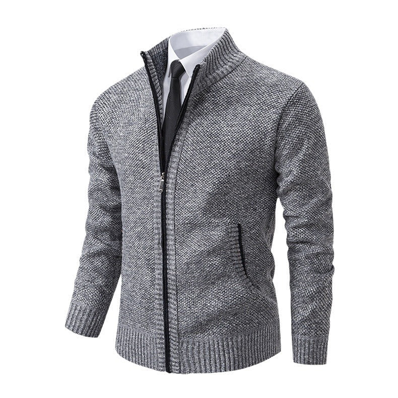 Herren Strickjacke Elegant Reißverschluss Kragen