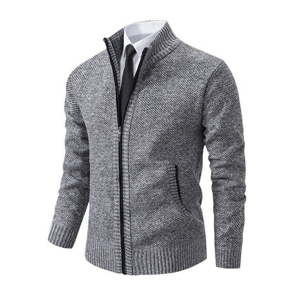 Herren Strickjacke Elegant Reißverschluss Kragen