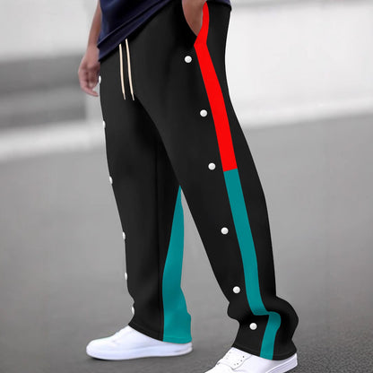 Herren Sportlhose Mit Druckknöpfen Side Pockets