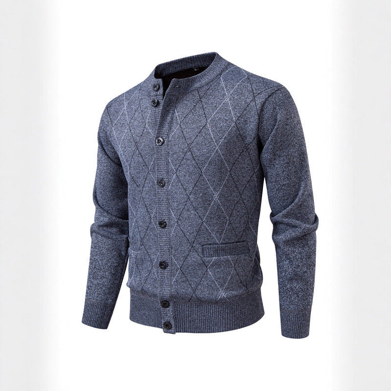 Herren Strickjacke Rautenmuster Modern Geschmeidig