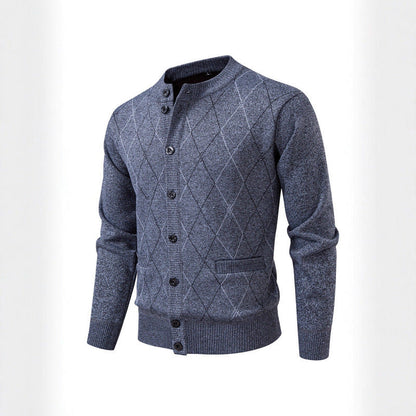 Herren Strickjacke Rautenmuster Modern Geschmeidig