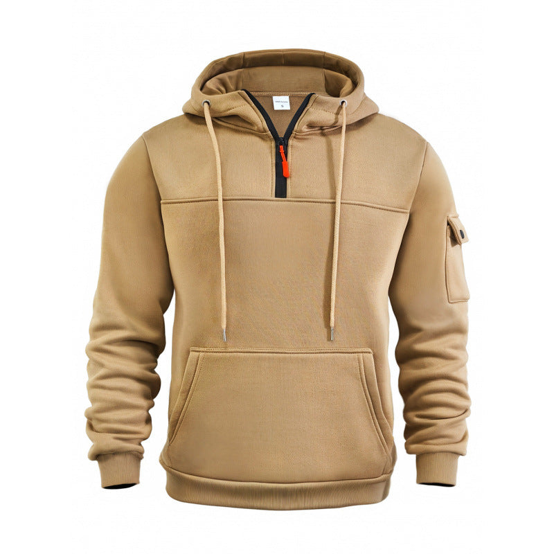Herren Pullover Kapuzenpullover Funktional mit Taschen Schwarz