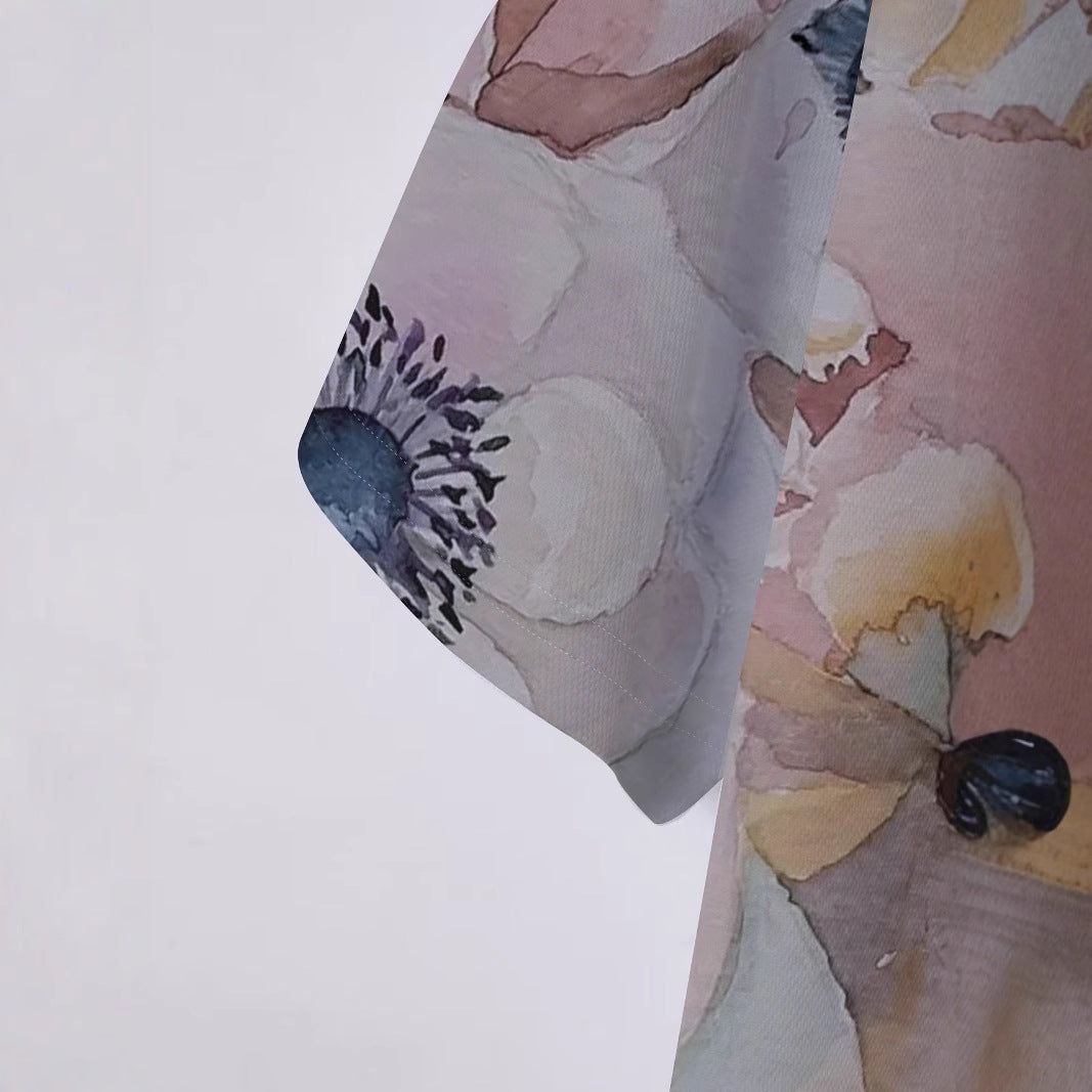 Herren Poloshirt Kurzarm Modern Floralmuster Sommerrichtig