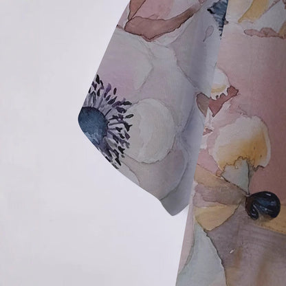 Herren Poloshirt Kurzarm Modern Floralmuster Sommerrichtig