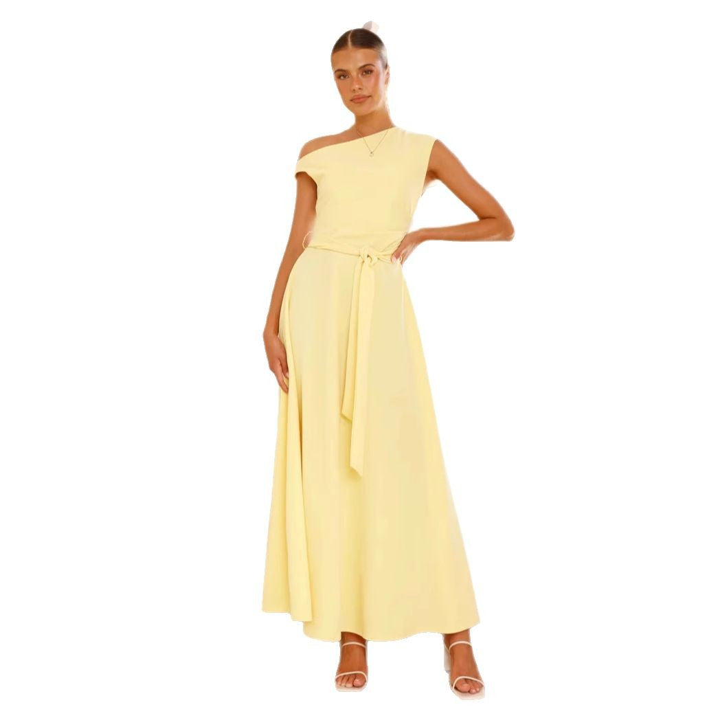 Damen Maxikleid Asymmetrisch Elegantes Abendkleid Lang