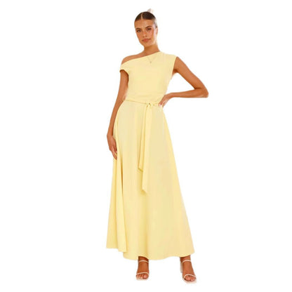 Damen Maxikleid Asymmetrisch Elegantes Abendkleid Lang