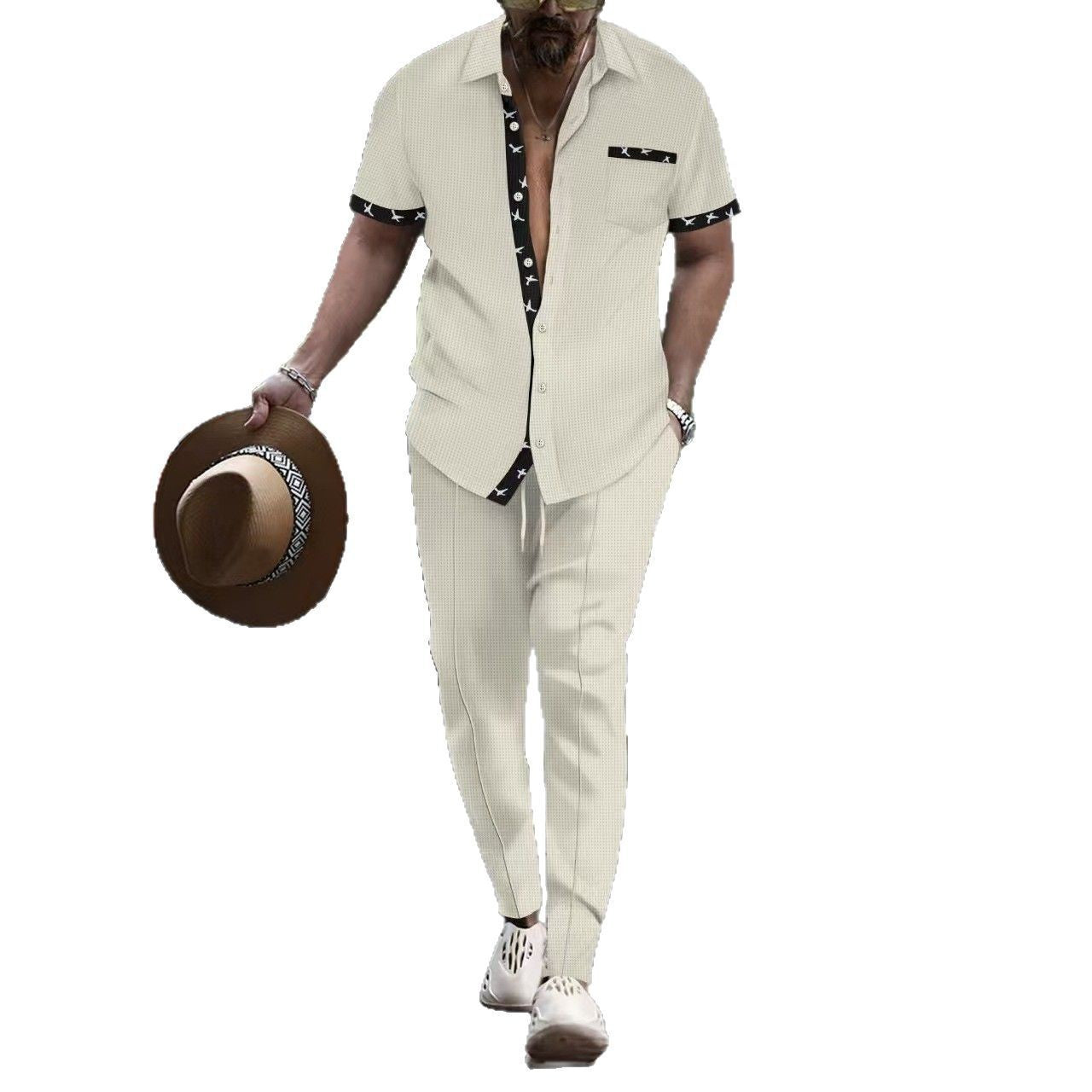 Herren Kurzarmhemd Modern mit Kontrastärmeln Sommer - BerlinGlamour