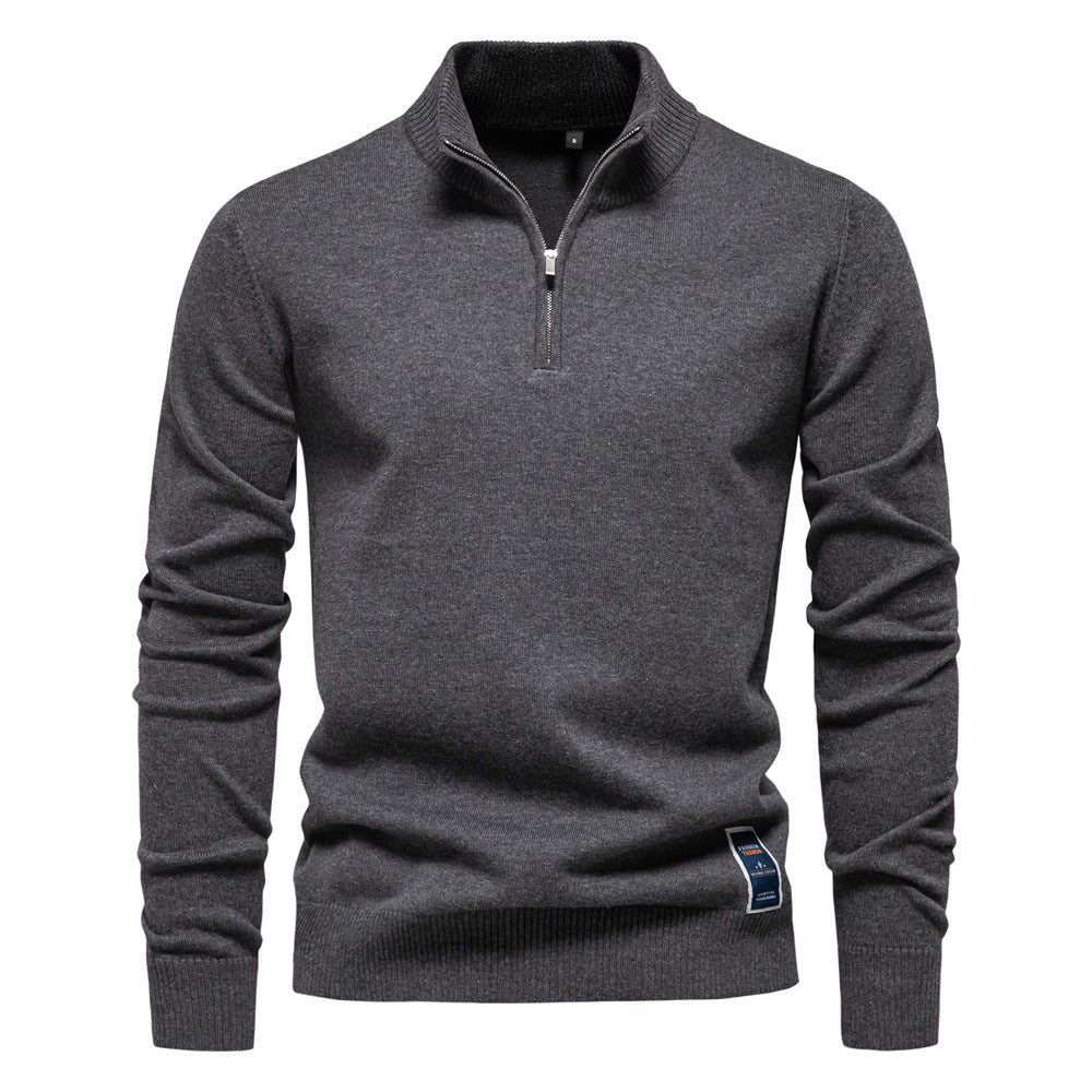 Herren Pullover Kurz Reißverschluss Stehkragen Modern