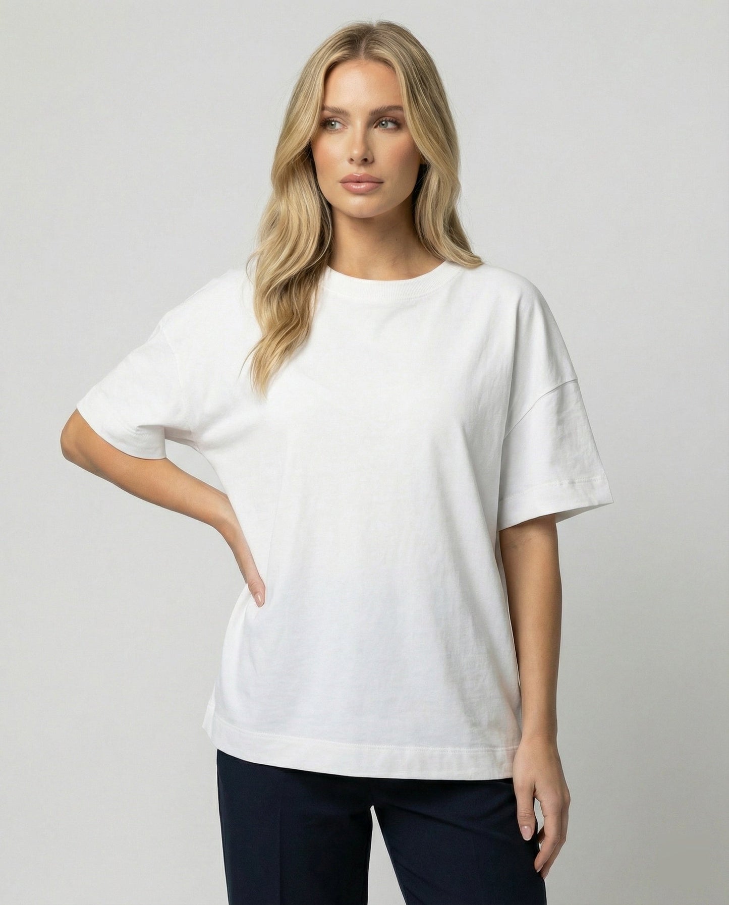 Damen T-Shirt Slim Fit Kurzarm Baumwolle Weiß Schwarz