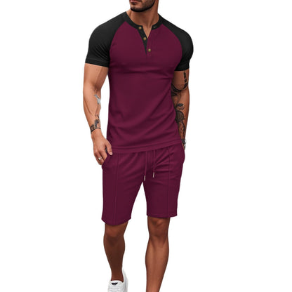 Herren Sport Set Kurzarm mit Struktur Optik Modern